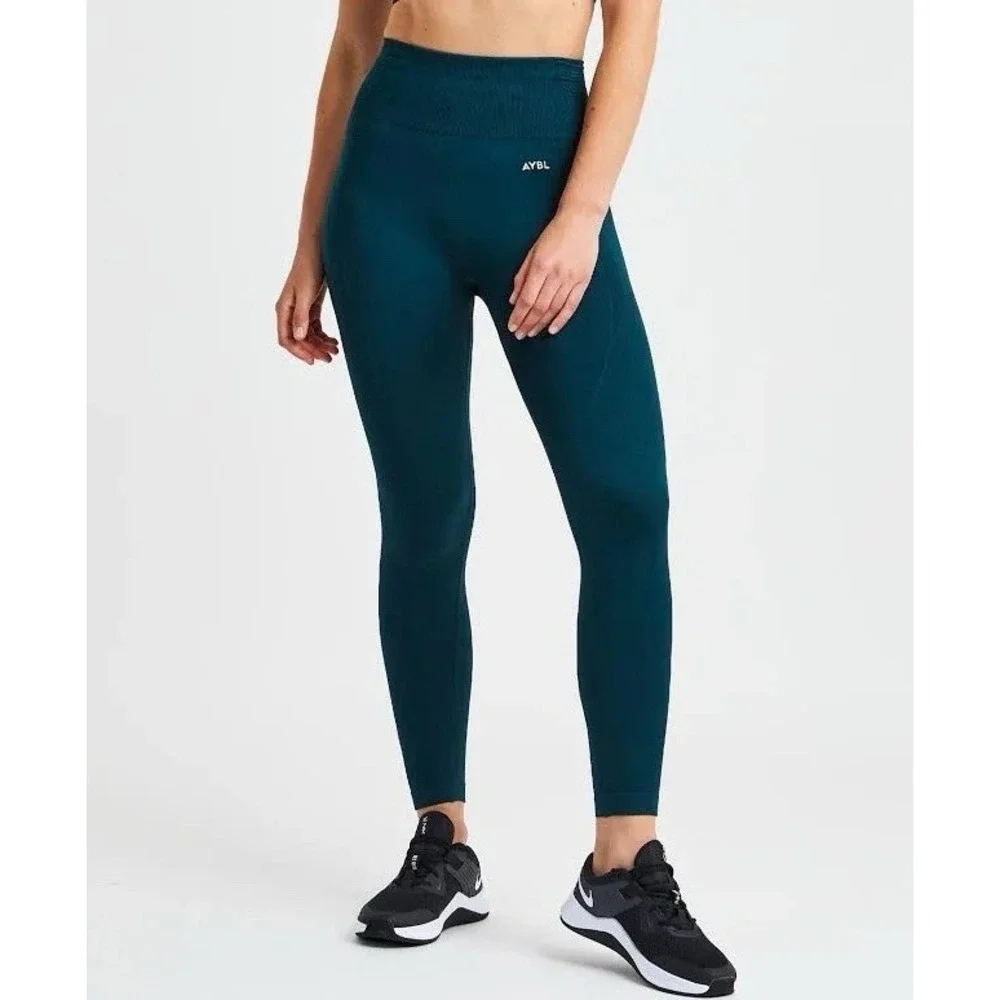 AYBL Balance V2 Seamless High Waist Compression Leggings & Bra Set Blue Size S